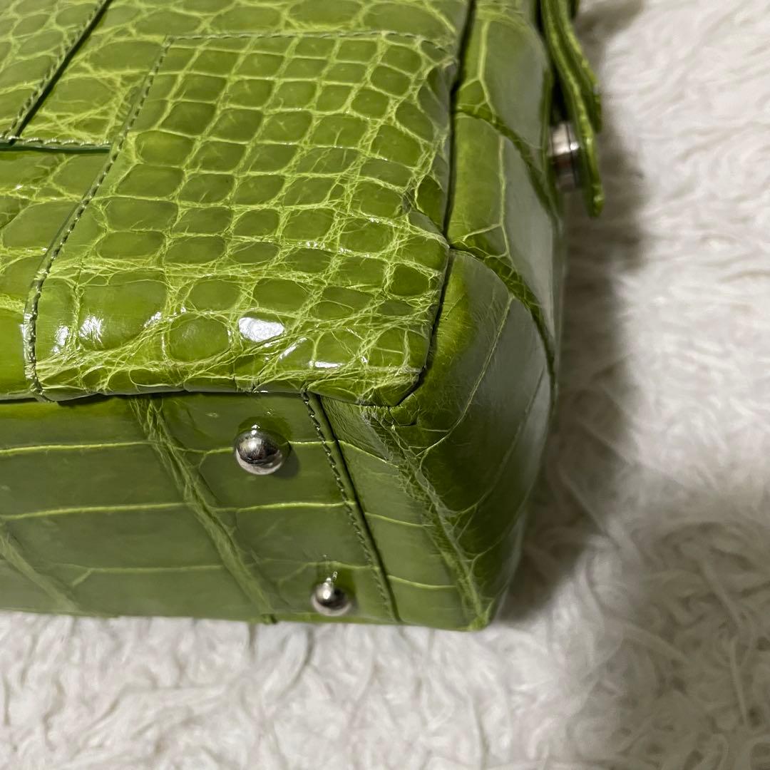 極美品/希少色　JRA認証　リアルクロコダイル　2wayショルダーバッグ　緑