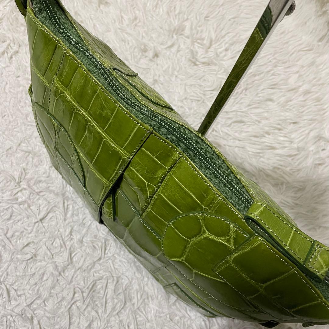 極美品/希少色　JRA認証　リアルクロコダイル　2wayショルダーバッグ　緑