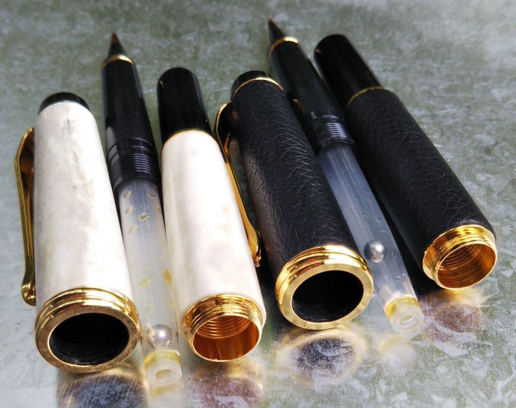 くれ竹万年毛筆 夢銀河 本革  鹿角/本革セット