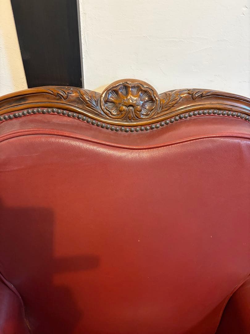 クラシック 赤 レザー アームチェア　1人掛け