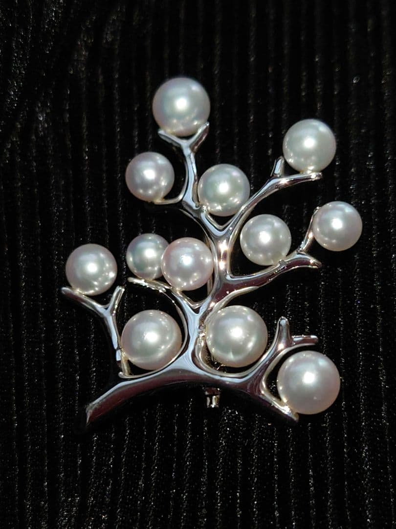 MIKIMOTO 幸福の木ブローチ　SILVER　アコヤ真珠付き