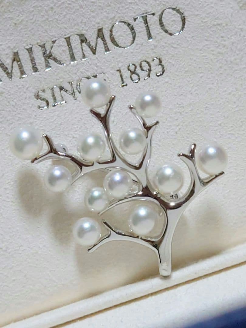 MIKIMOTO 幸福の木ブローチ　SILVER　アコヤ真珠付き