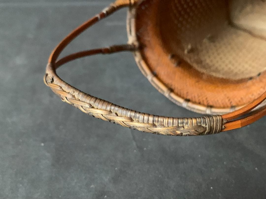 大分竹細工師 竹仙造 竹編 手付 花入 竹籠 煎茶道具 792