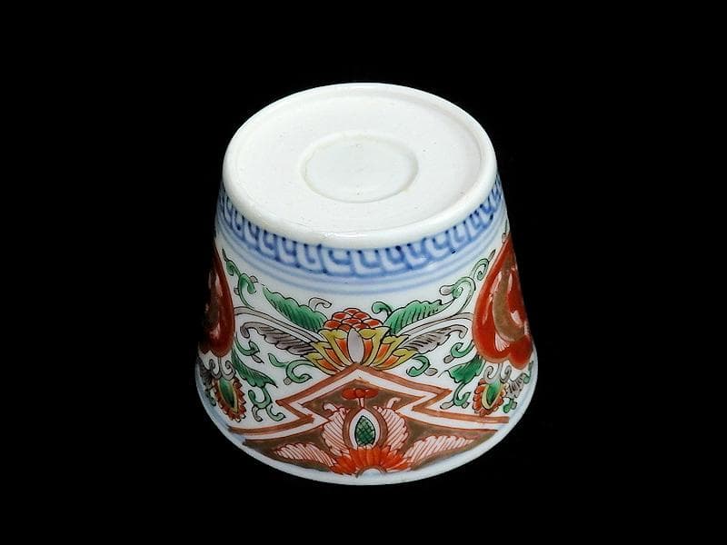 古伊万里　金襴手　双魚に花唐草の図　蕎麦猪口　E221AS-CAh