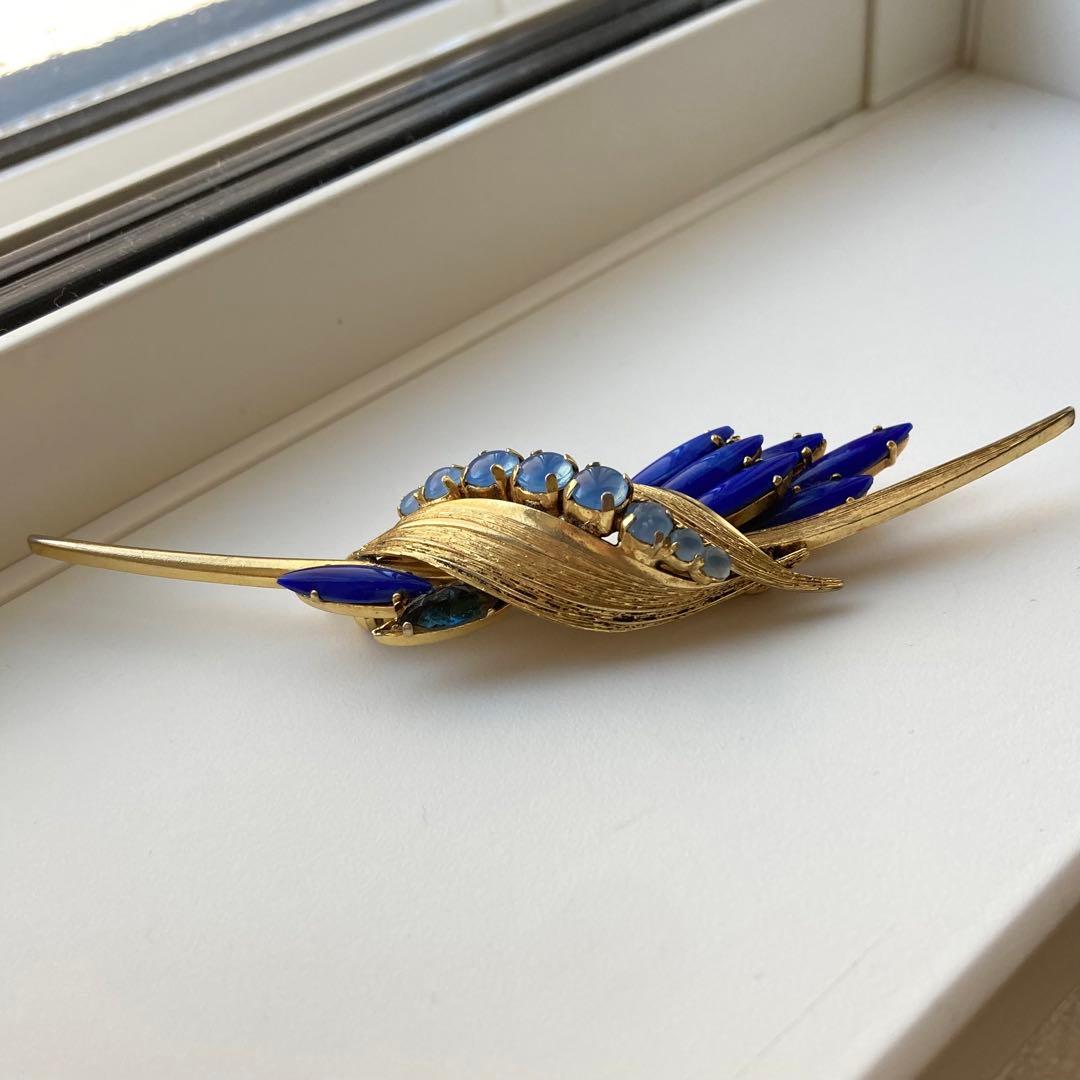 超希少】 Christian Dior 1960s ブルーラインストーンブローチ