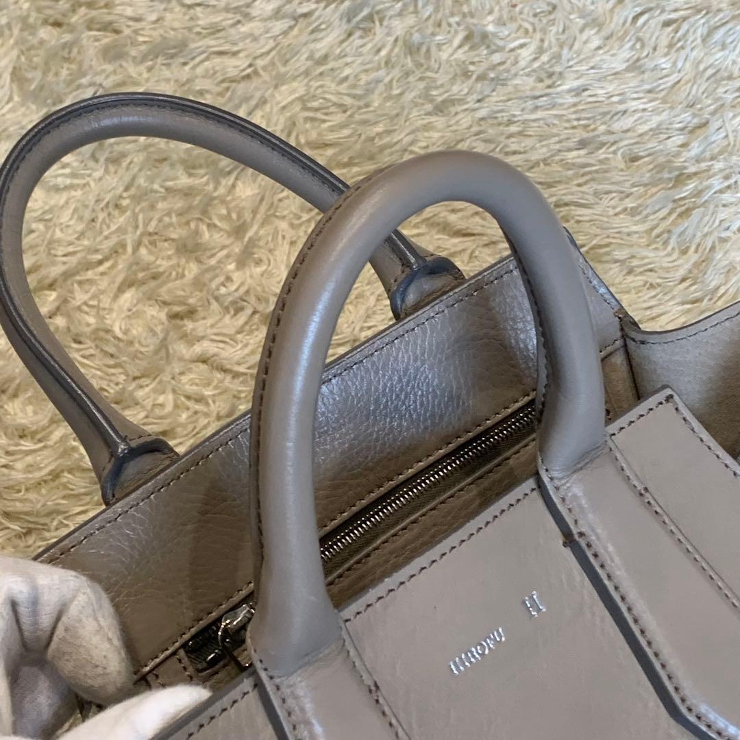 美品✨HIROFU ランポ ハンドバッグ レザー ロゴ刻印 グレー