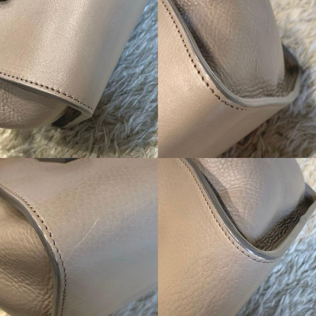 美品✨HIROFU ランポ ハンドバッグ レザー ロゴ刻印 グレー