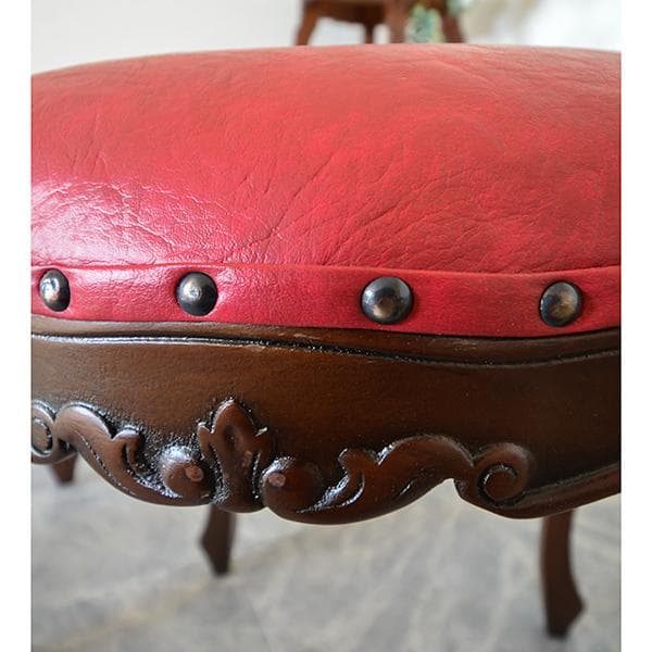 お値下げ！　ロココ調　猫脚スツール　PVCレッド　 新品　宮廷風　華やかな雰囲気