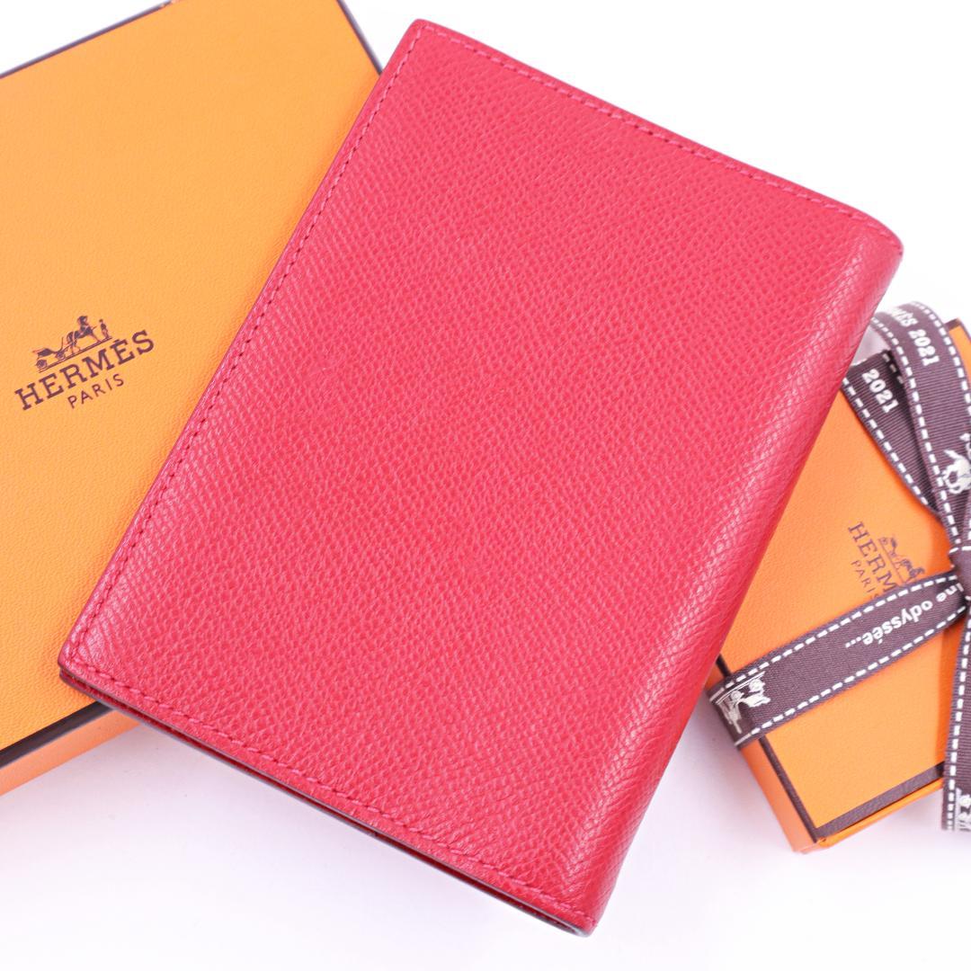 HERMES エルメス アジャンダGM 手帳・パスポートケース可 レッド □R