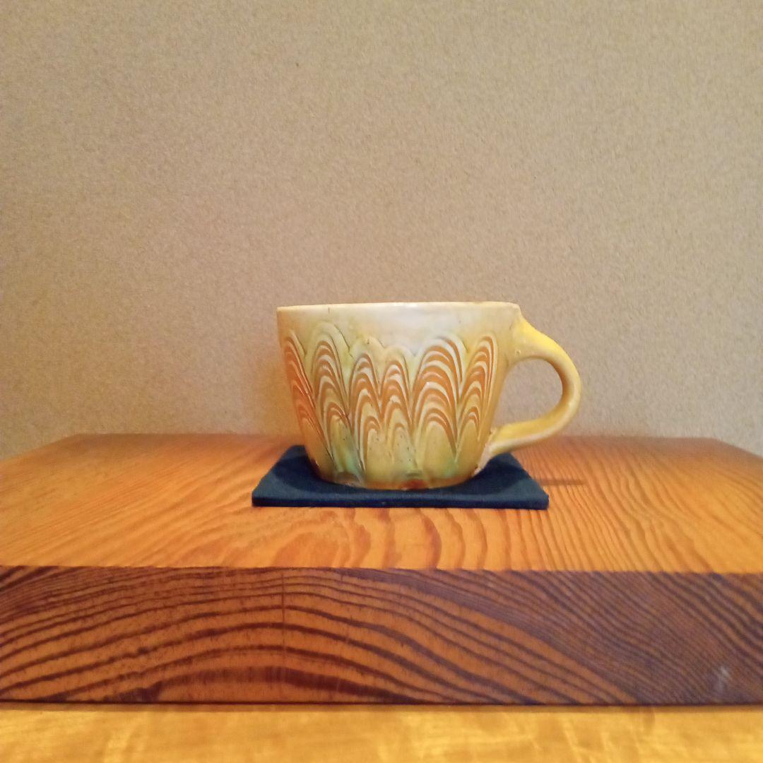 【 真作 珍品 】唐三彩様櫛目文洋茶器 (河井寛次郎) / 識箱付属