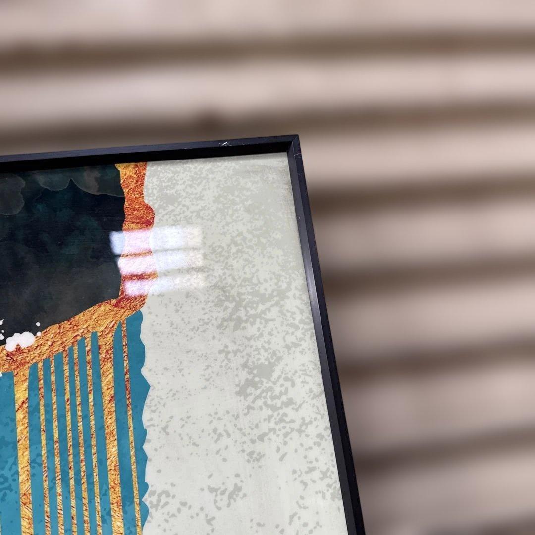 青と金の抽象画 アクリル・ガッシュ3枚セット