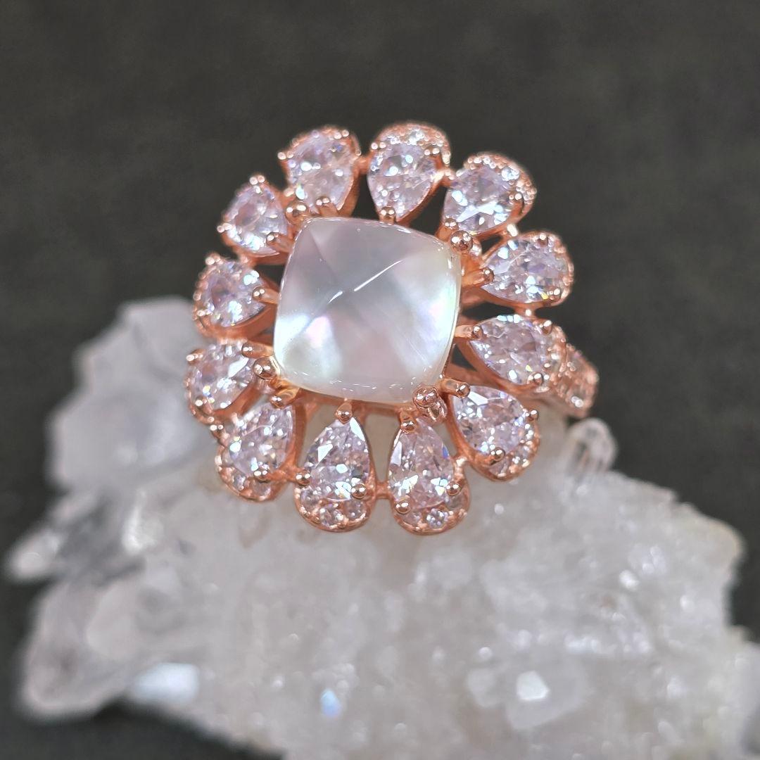 天然水晶xマザーオブパール　リング　天然水晶　マザーオブパール　指輪