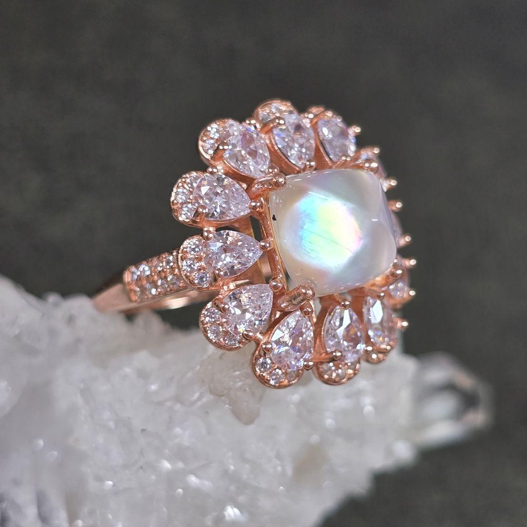 天然水晶xマザーオブパール　リング　天然水晶　マザーオブパール　指輪