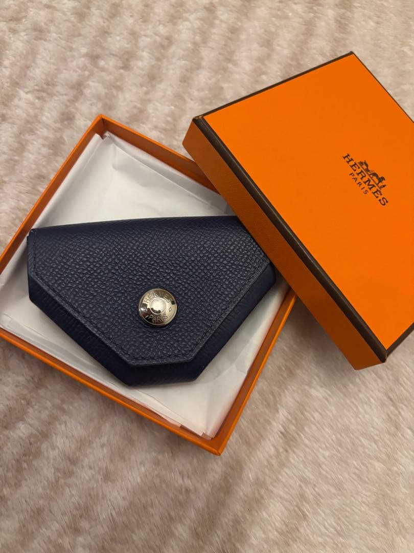 HERMES ネイビー レザー ケース