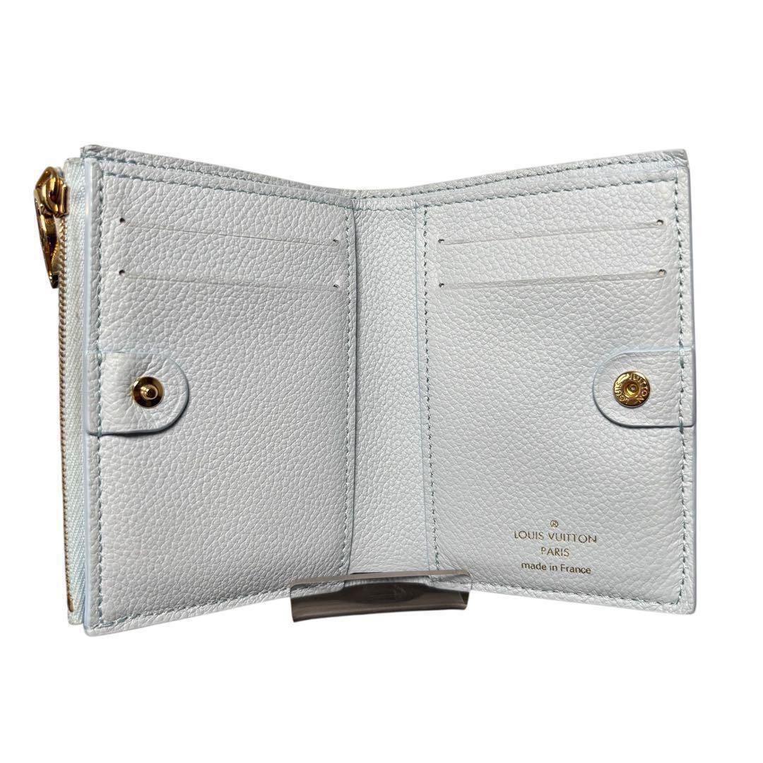 ルイヴィトン アンプラント ポルトフォイユ リサ 水色 折財布