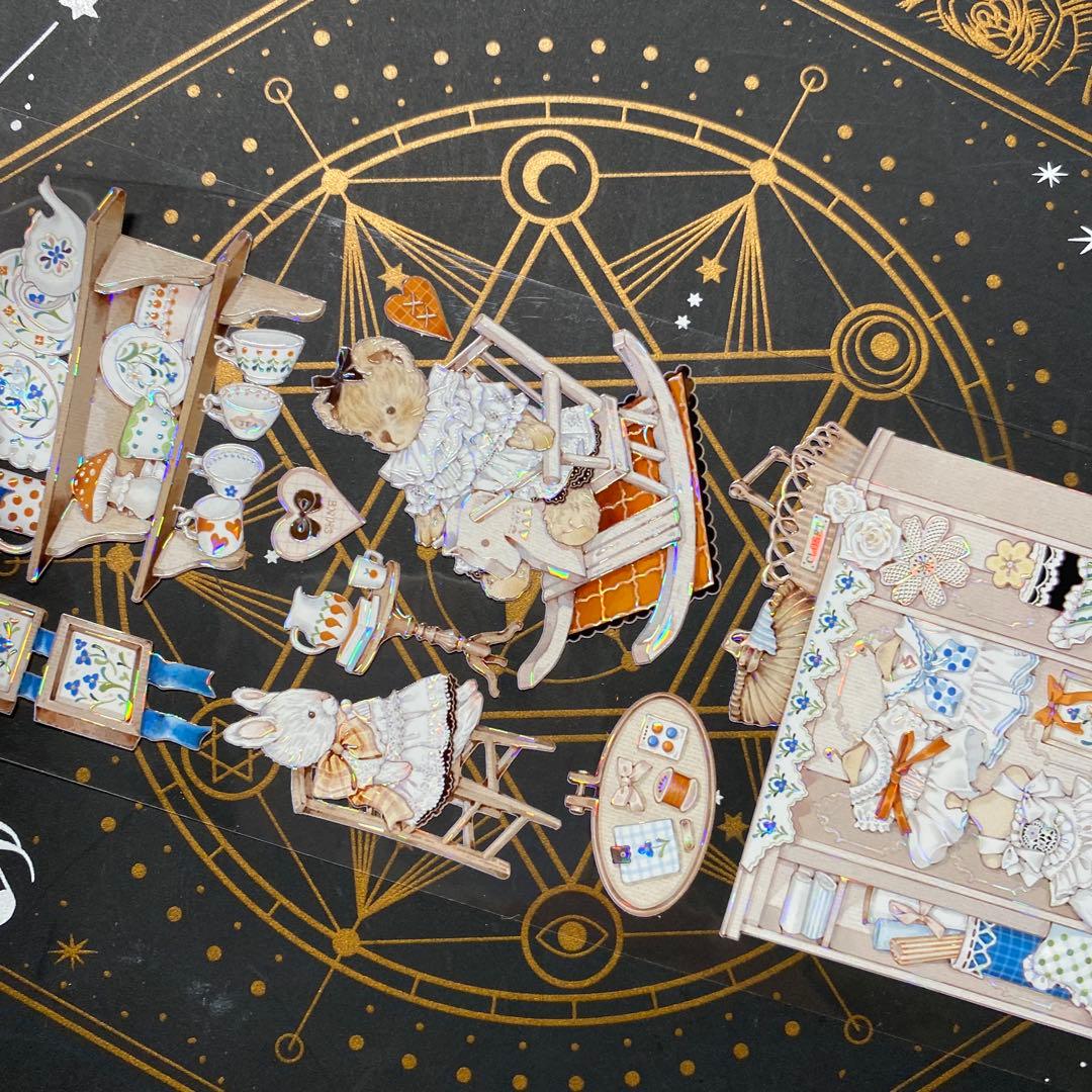 【9257】海外　中古巻　貝殻光マスキングテープ　熊　裁縫　装飾系　残量多め