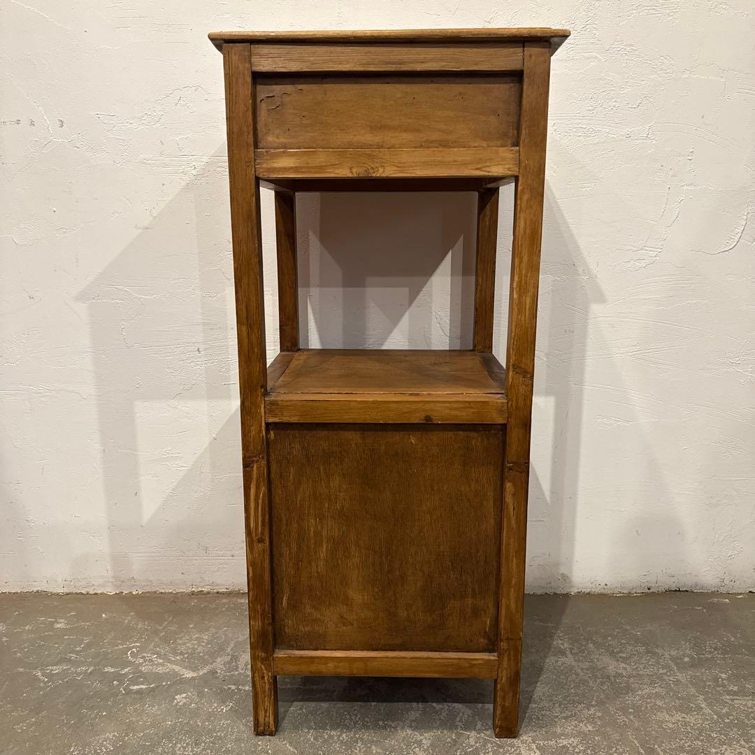 ヴィンテージ　木製サイドテーブル　引き出し／扉収納付き