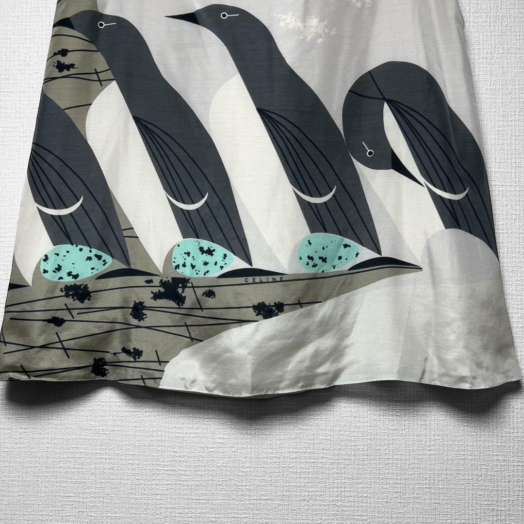 CELINE セリーヌ ペンギン柄 金具デザイン シルクスカート 総柄 40