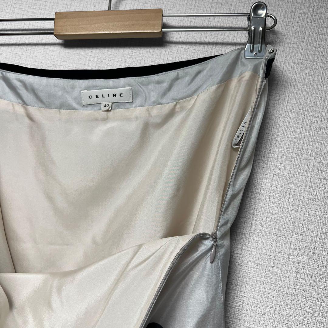 CELINE セリーヌ ペンギン柄 金具デザイン シルクスカート 総柄 40