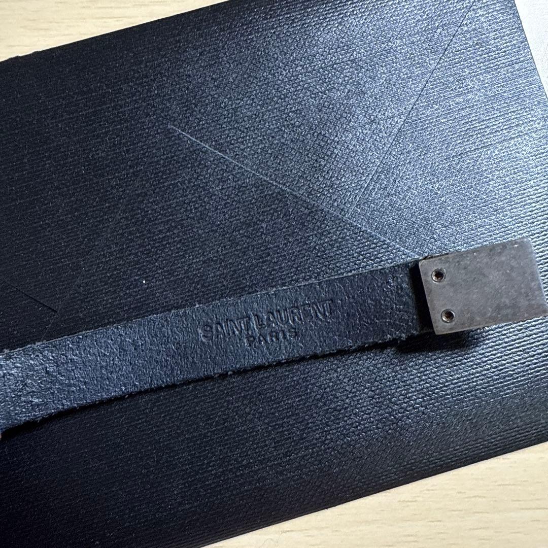 SAINT LAURENT カサンドラ レザーブレスレット シルバー