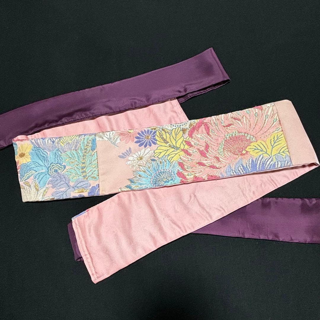 彩♪ 袋帯と未使用服地からロングワンピース❣️ストール付