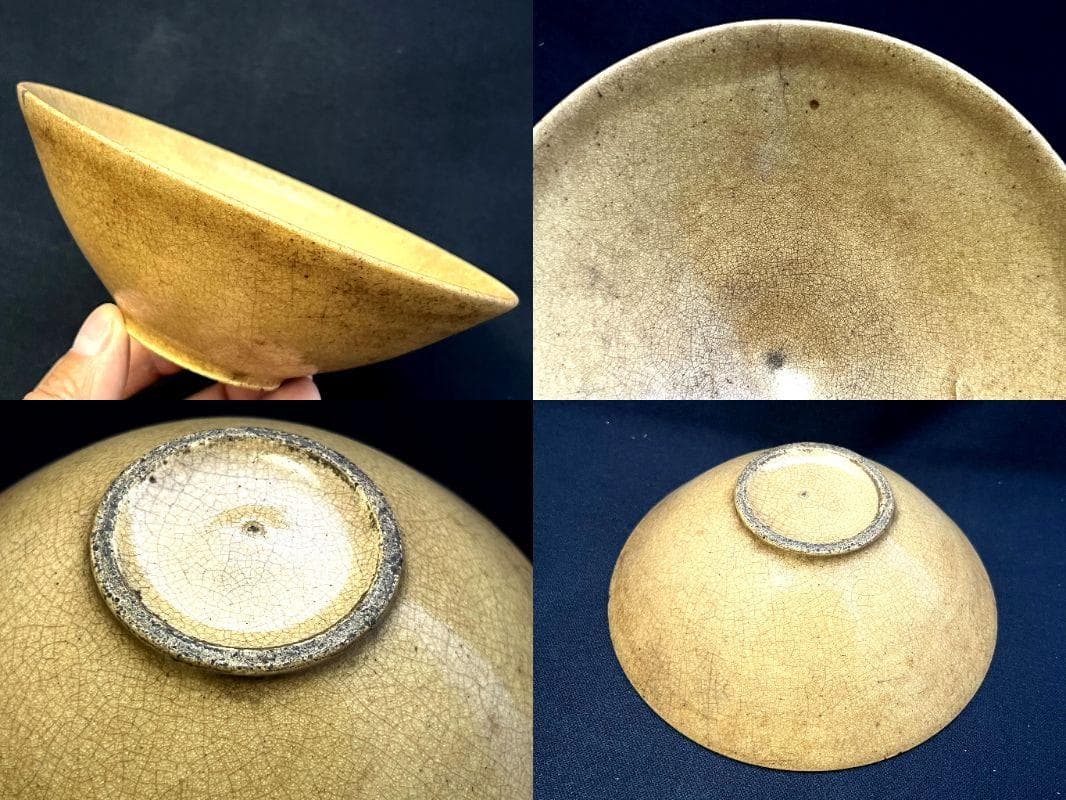 茶碗■お茶の先生所蔵品 平茶碗 李朝茶碗 白磁粉引 雨漏り手 時代物 骨董品■