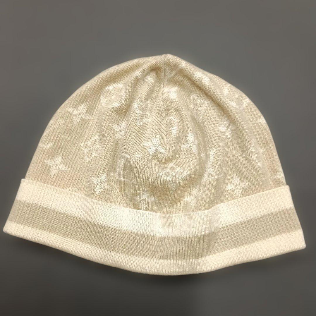 ルイヴィトン ニットキャップ モノグラム ベージュ カシミア シルク 箱付