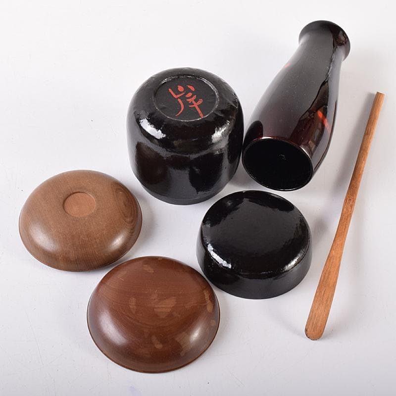 茶道具　利休茶箱　浅見与し三作　茶碗　織部焼　振出など　八点　一式　VR7984