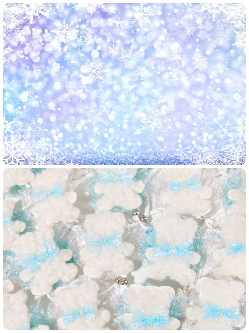 業務用トリミングチョーカー65個+背景布　1月　白くまちゃん　雪の結晶　白熊
