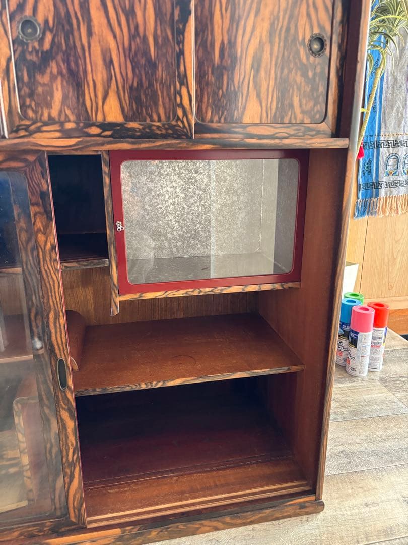 さいたま市引き取り限定！大正ロマン 黒柿茶箪笥 希少木材 アンティーク家具