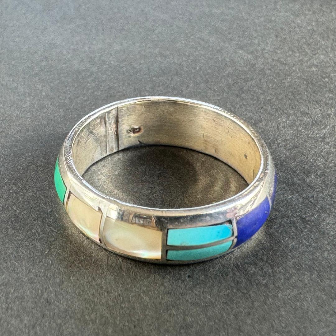や*ま様 マルチカラー　インレイ　リング　サムリング　リング　ズニ　インディアン