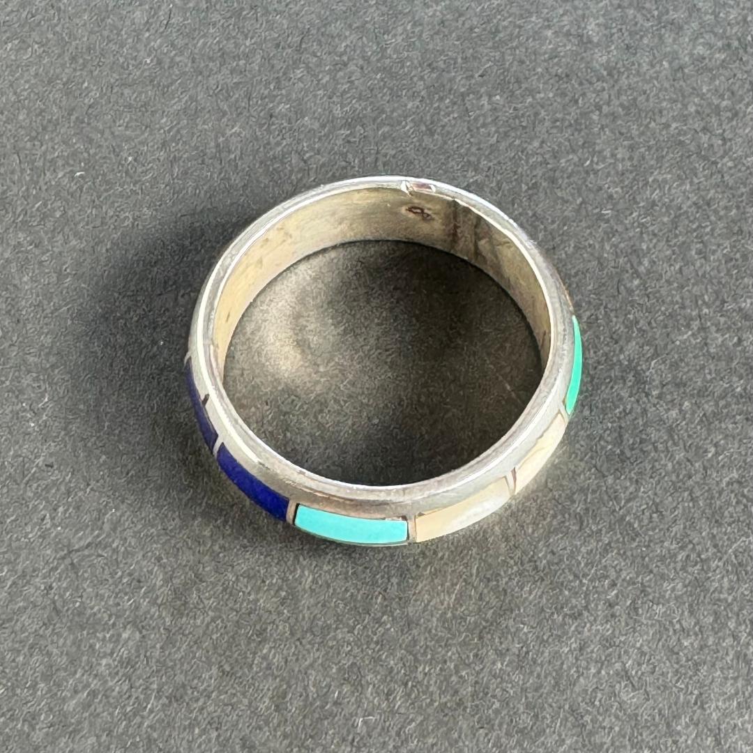 や*ま様 マルチカラー　インレイ　リング　サムリング　リング　ズニ　インディアン