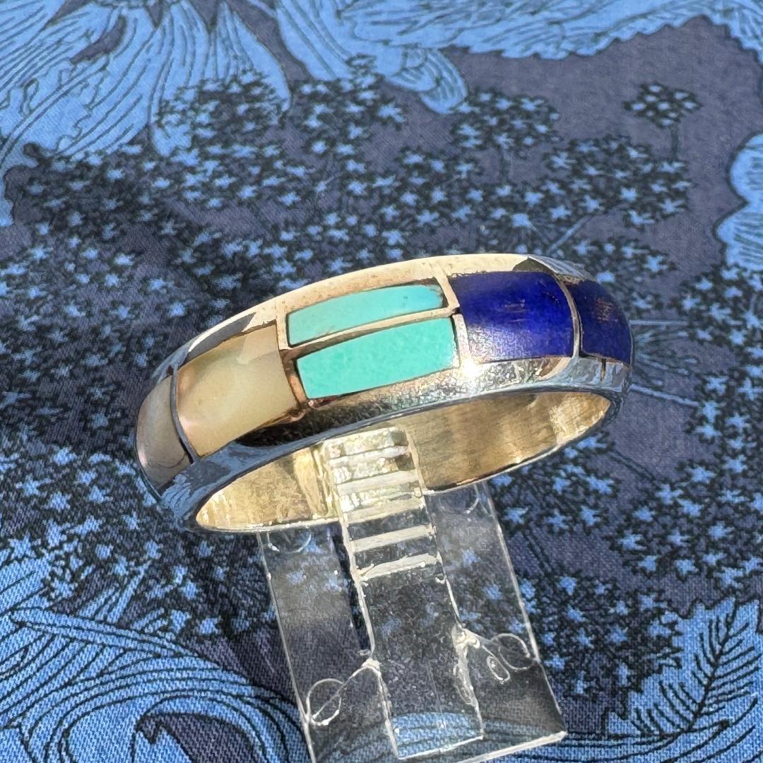 や*ま様 マルチカラー　インレイ　リング　サムリング　リング　ズニ　インディアン