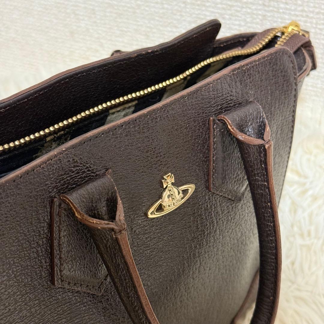 【美品】ヴィヴィアン　ハンドバッグ　2way　ブラウン　ショルダーバッグ　金具