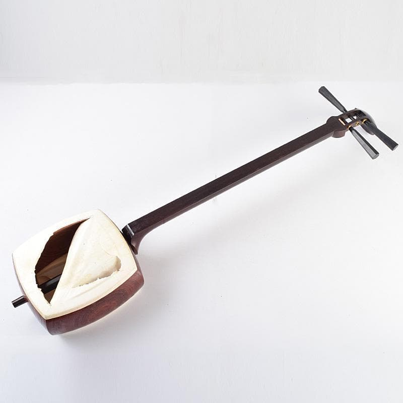 和楽器　弦楽器　唐木紫檀棹　金細三味線　ハードケース付　M　R9317B