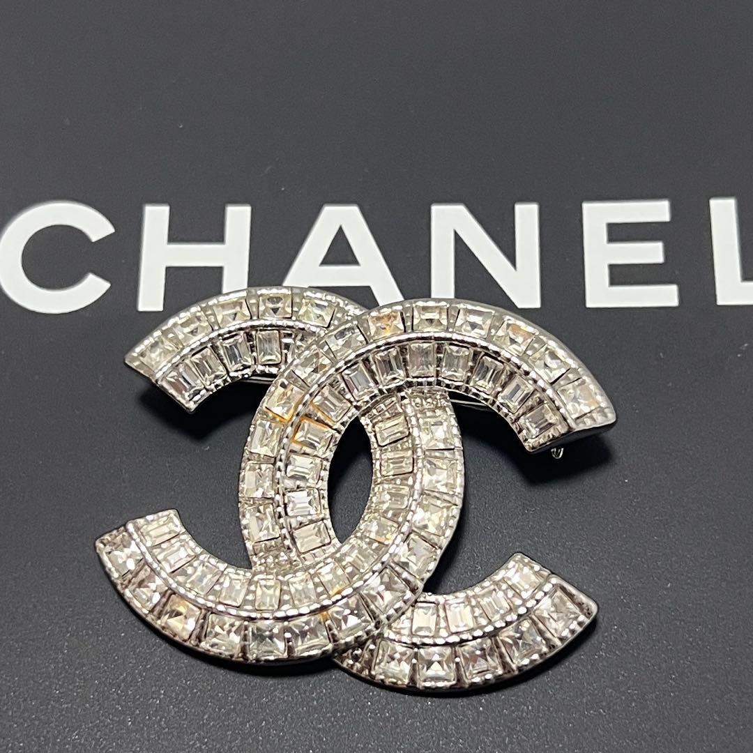 CHANEL シャネル ブローチ 12 A ラインストーン ココマーク シルバー