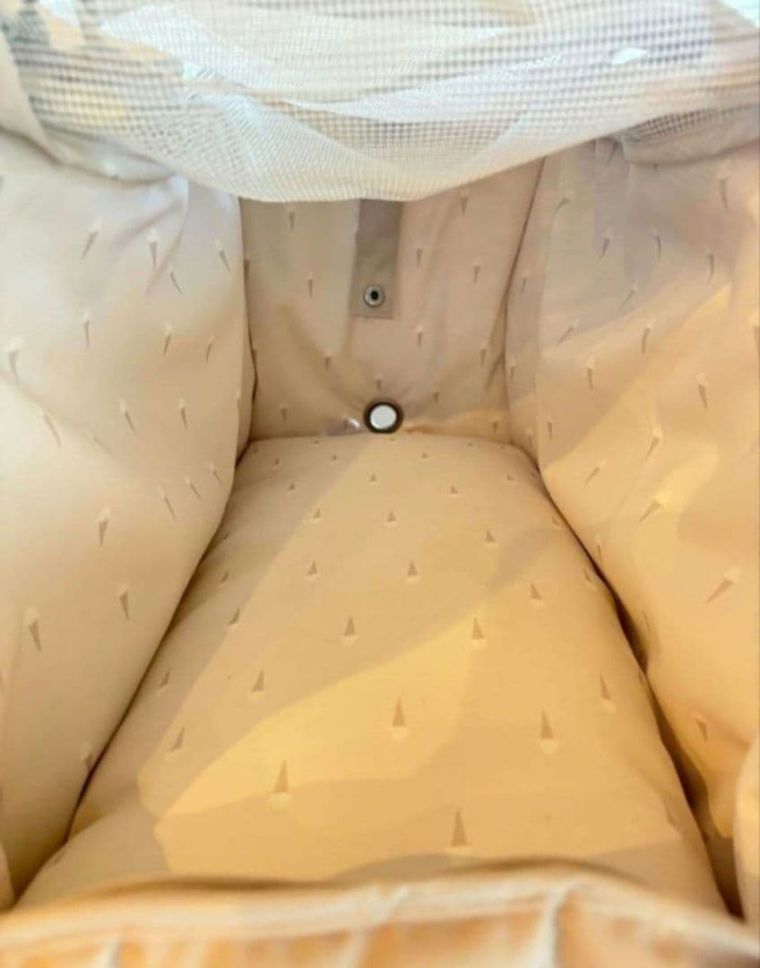 ジェラートピケ　キルティング キャリーバッグ　DOG 犬 ベージュメッシュ窓付き