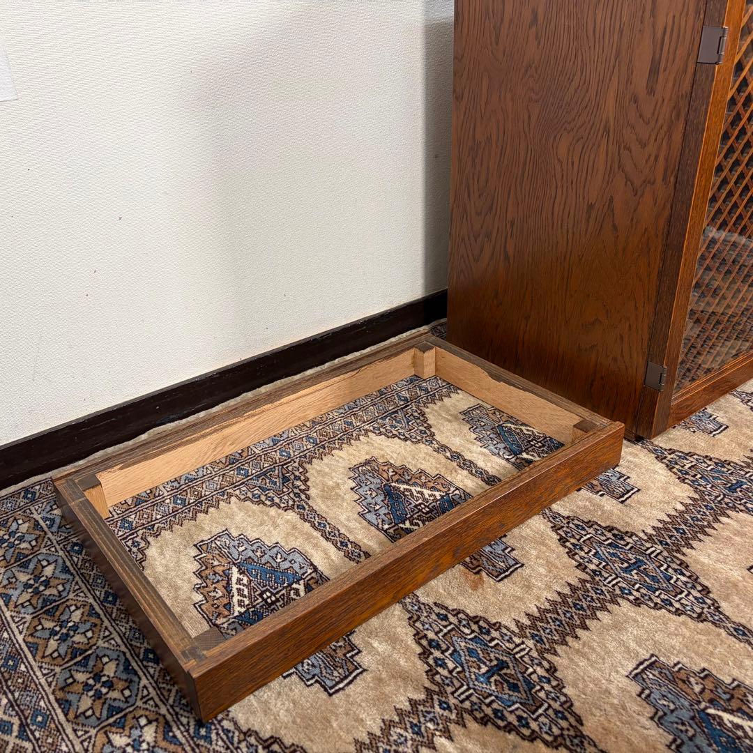 三越ブルージュ キャビネット オーク材 サイドボード ガラス戸 収納 食器棚