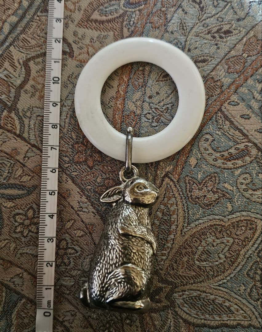 英国 シルバー ベビーラトル ヴィンテージ　アンティーク ウサギ イギリス 雑貨