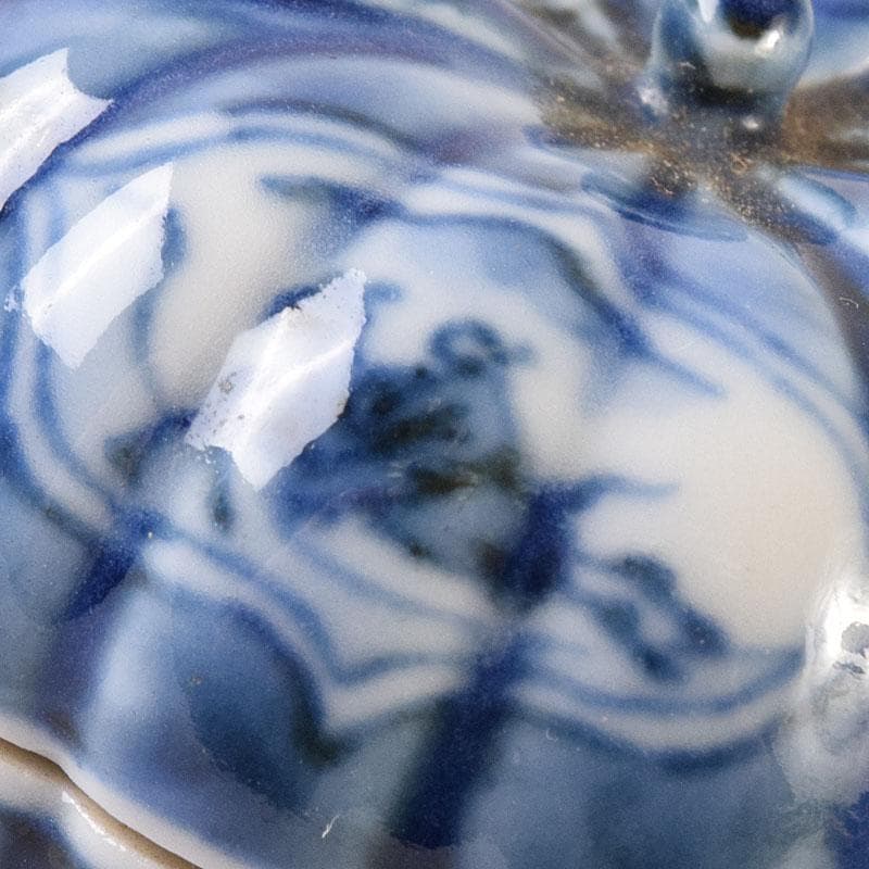 茶道具　平安　三浦竹泉造　染付　山水人物文　蜜柑香合　共箱　V　R8188