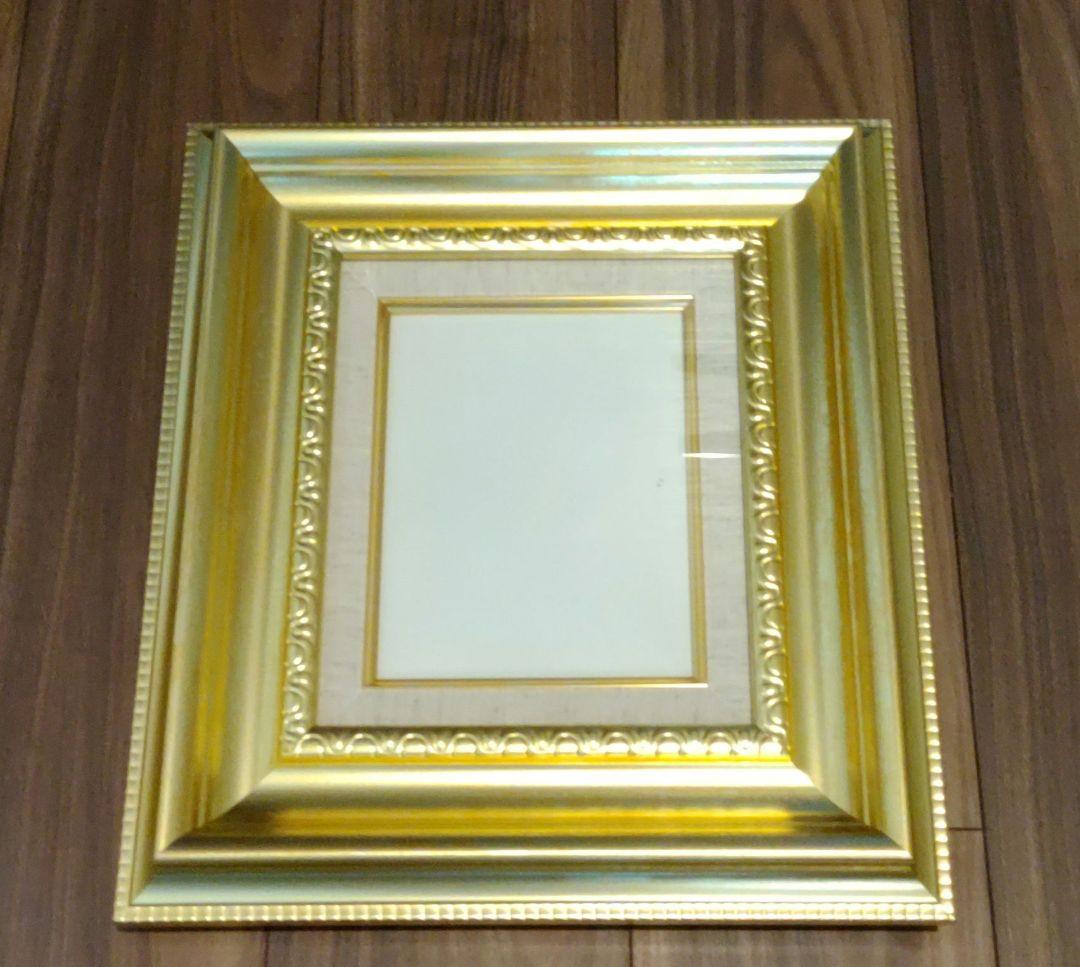 アンティーク調 油彩額 F0号 艶消しゴールド