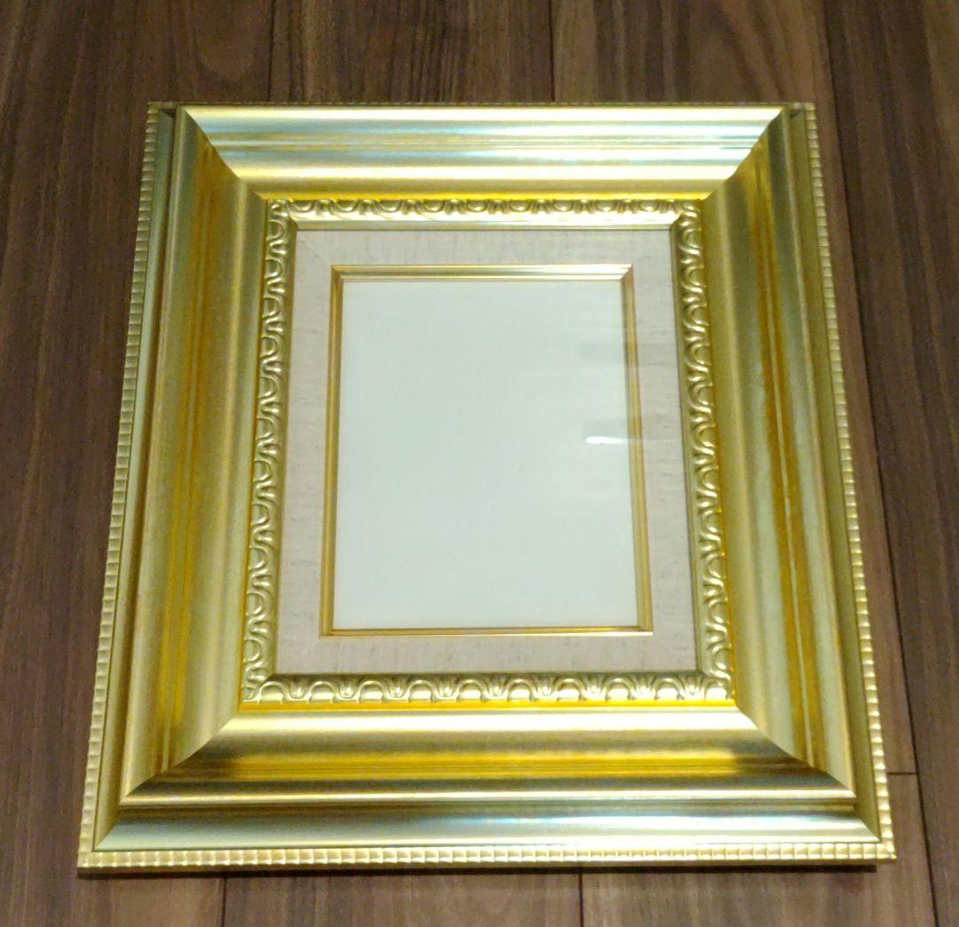 アンティーク調 油彩額 F0号 艶消しゴールド