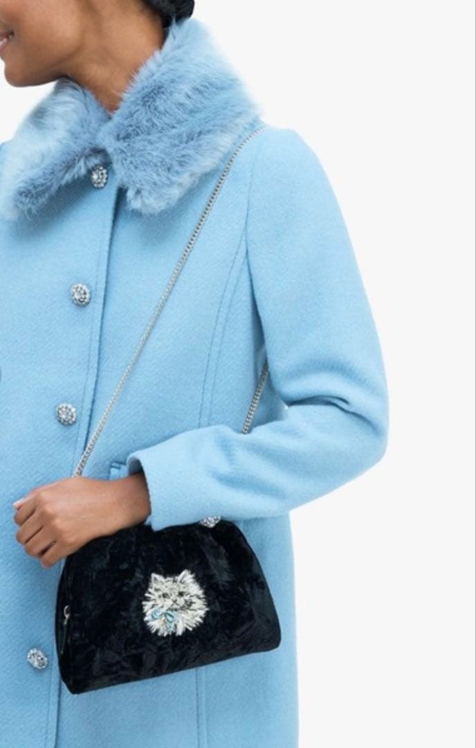 ケイトスペードニューヨーク パーティーヴェルベット キャットクラッチ