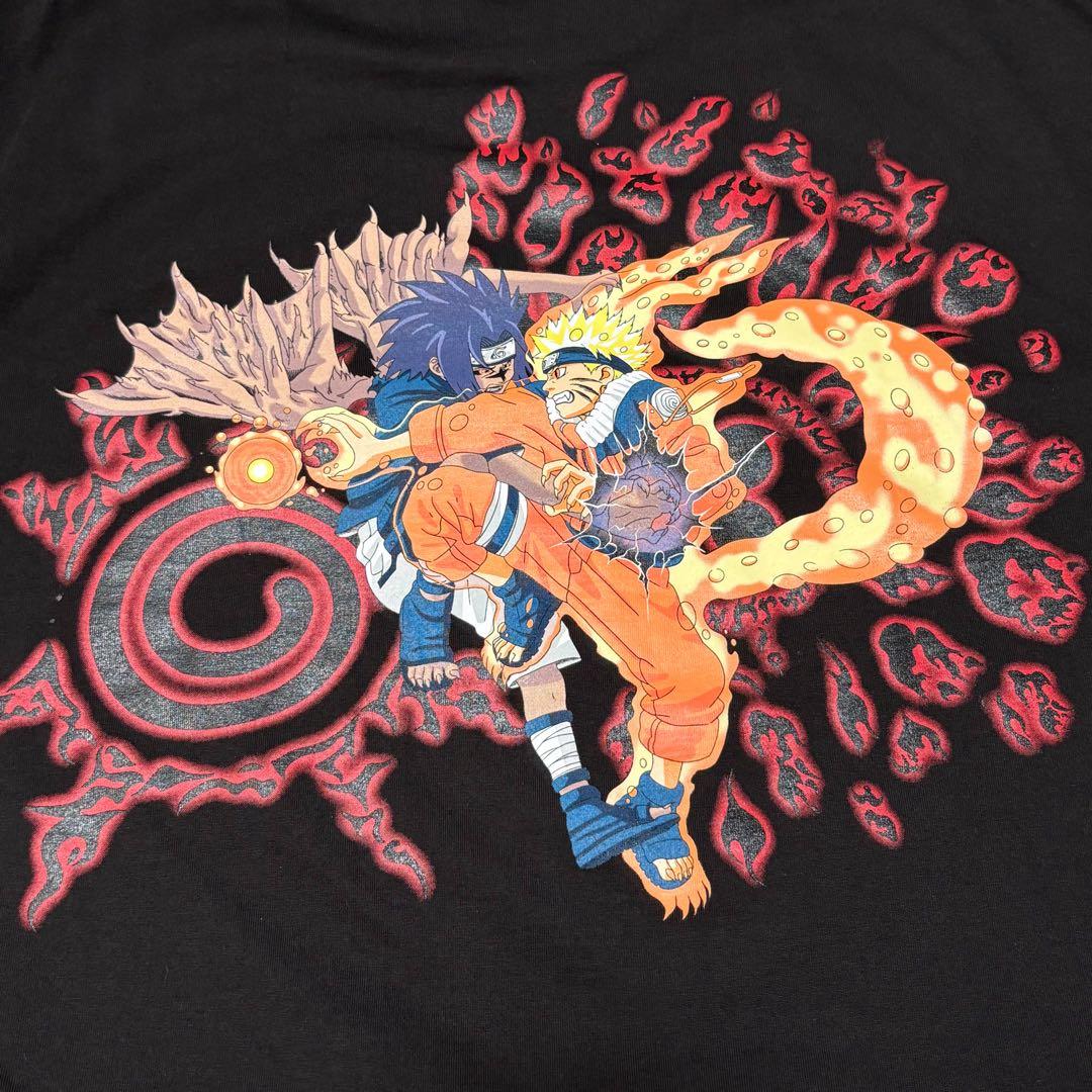 NARUTO ナルト×サスケ アニメ Tシャツ 両面プリント ブラック XL
