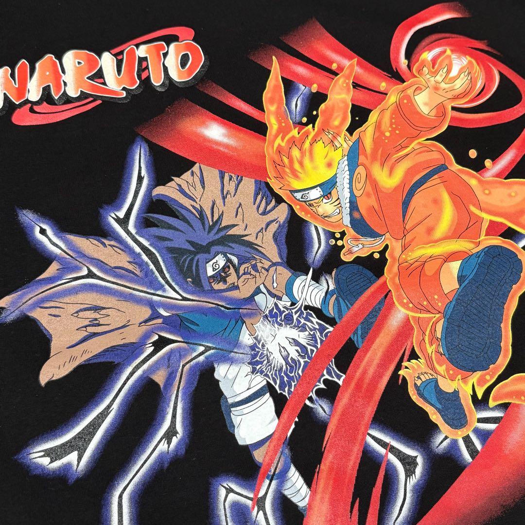 NARUTO ナルト×サスケ アニメ Tシャツ 両面プリント ブラック XL