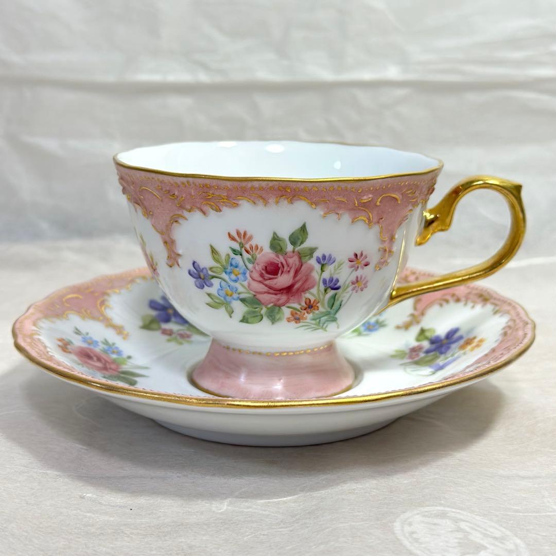 アンティーク　ドレスデン ティーカップ＆ソーサー　ヴィンテージ　一点物