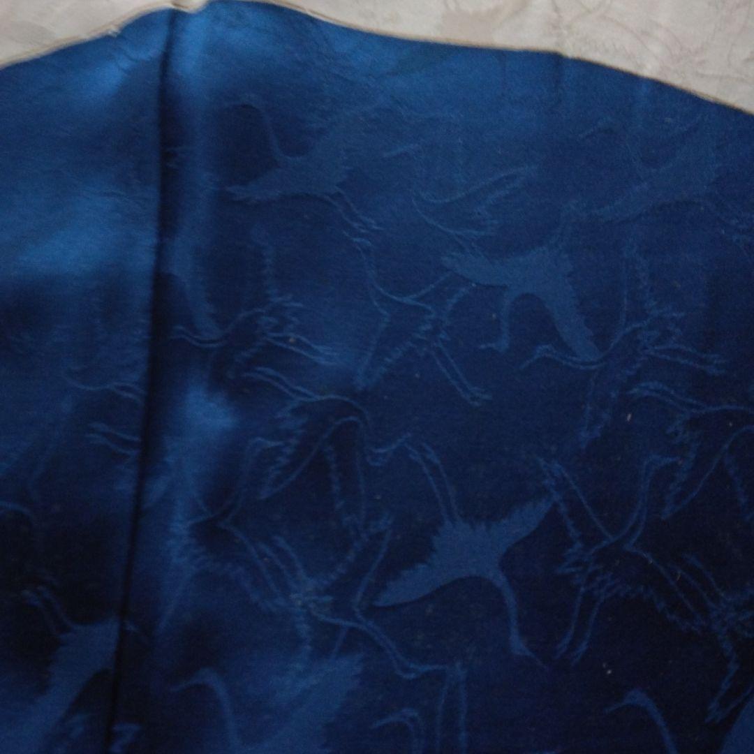 昭和レトロお誂え振袖　群青色　群馬桐生　手染め　正絹　ヴィンテージ着物
