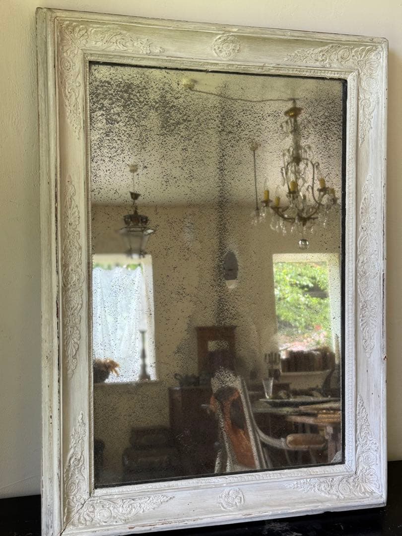 フレンチアンティーク ホワイトペイント シャビーシック ミラー