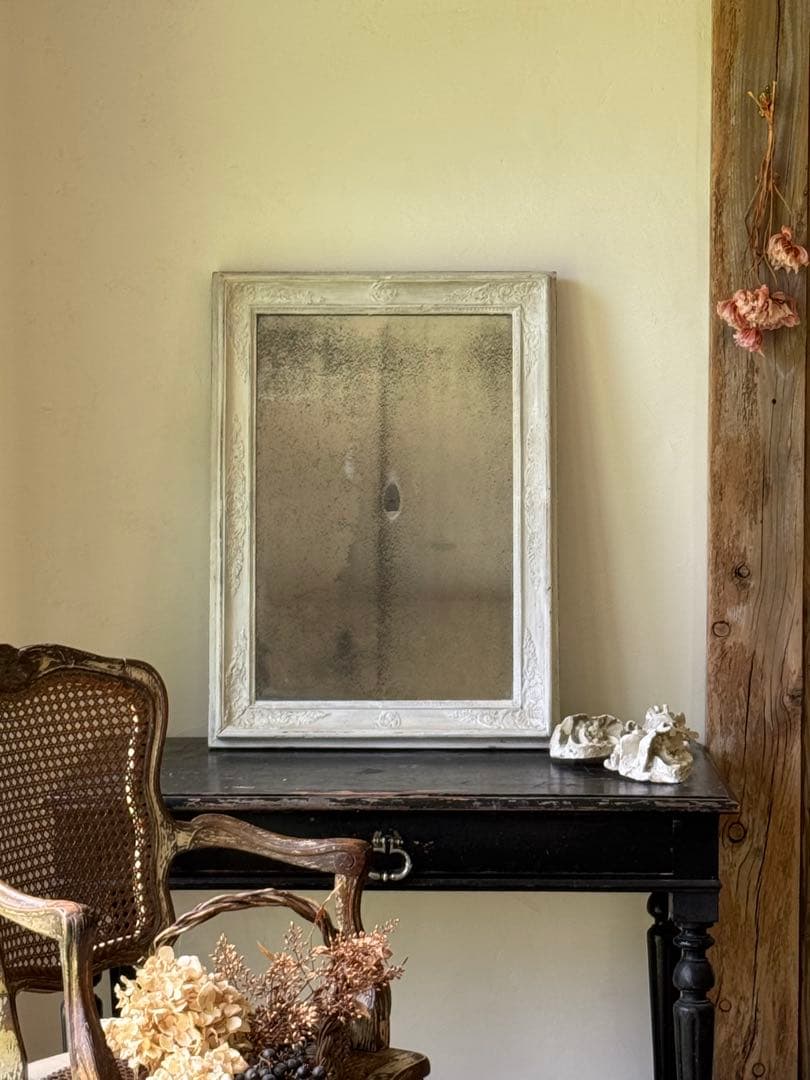 フレンチアンティーク ホワイトペイント シャビーシック ミラー