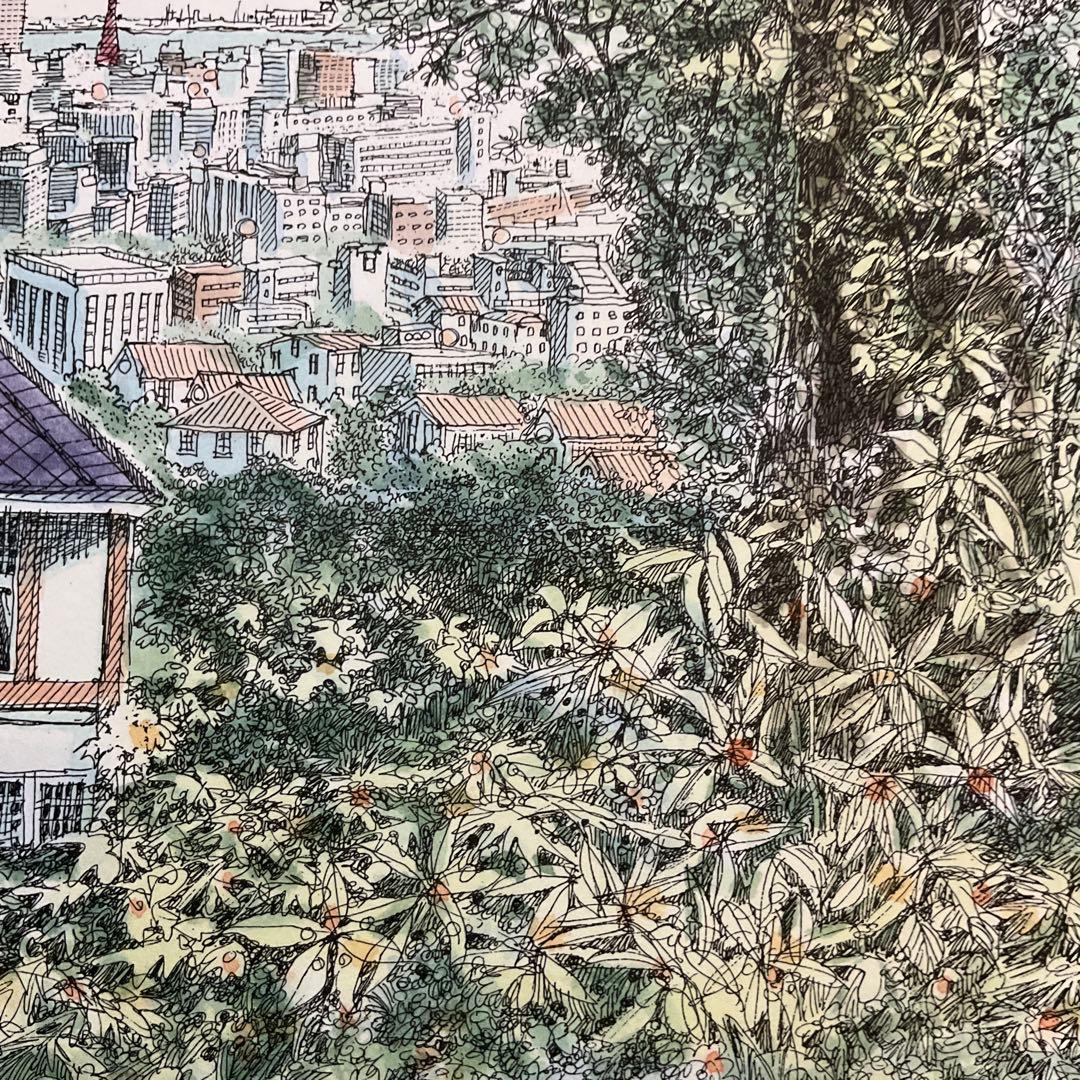 絵画・額縁・織田義郎・風みどりⅣ・リトグラフ+手彩色・美術品・インテリア・雑貨